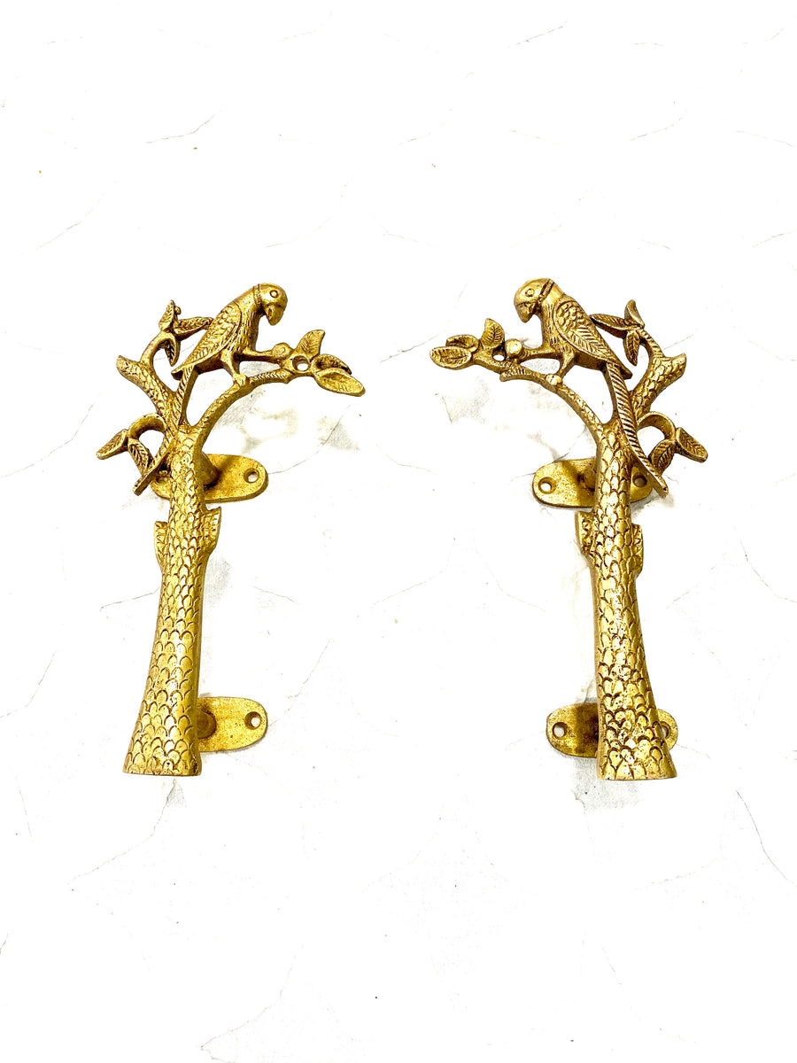 Tiradores metal con figura Tree&Parrot Oro