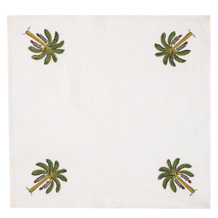 Mantel de Algodón Blockprint Palm Mostaza