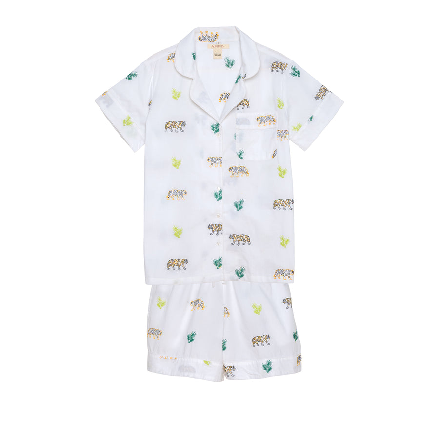 Pijama corto bordado tigres