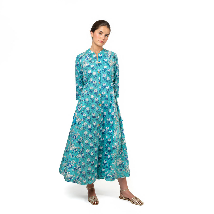 Lucia Dress Full Turquoise