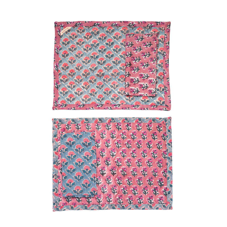 Mantel Individual Guateado Light Teal & Mauve