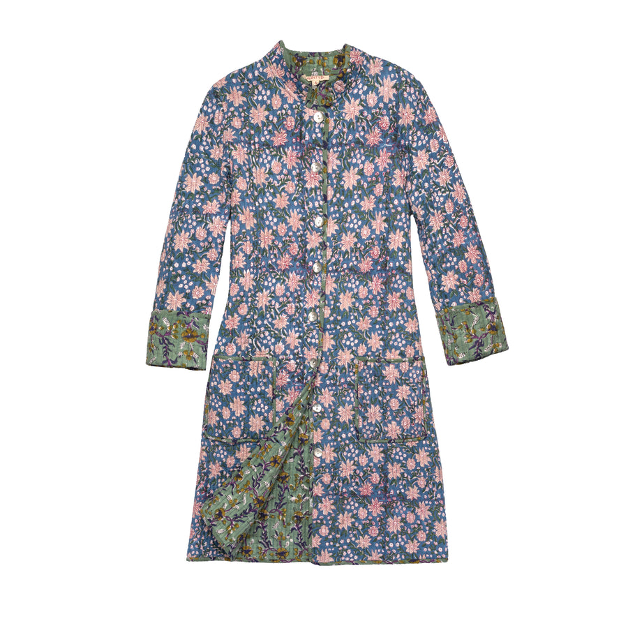 Anna Coat Teal Garden Reversible