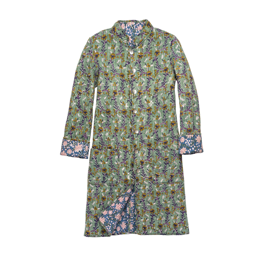 Anna Coat Teal Garden Reversible