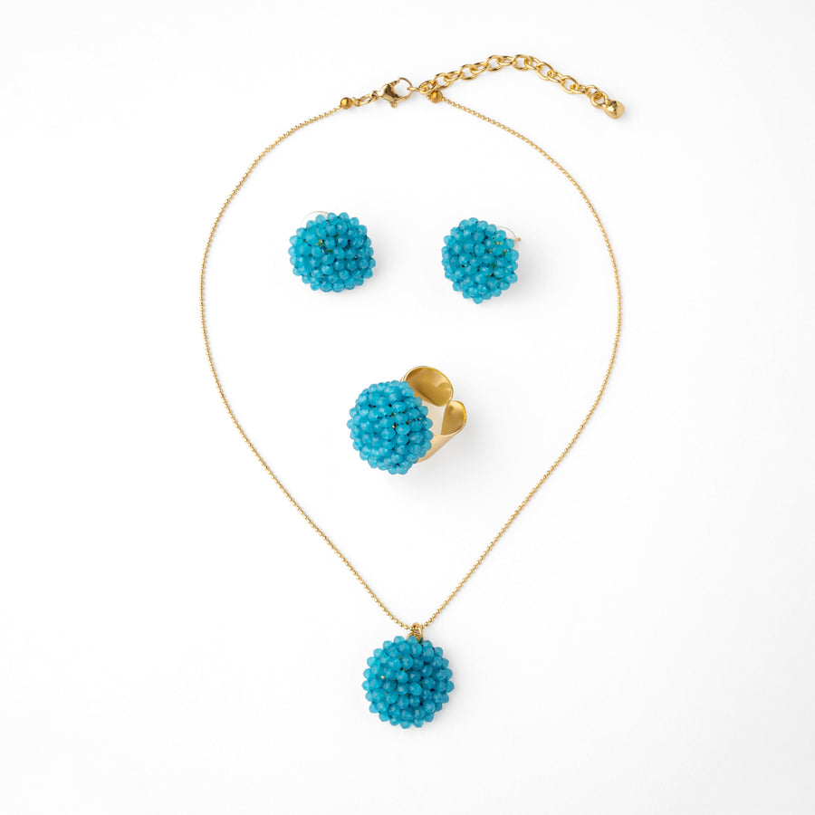 Colgante, pendientes y anillo Mora Tuquoise