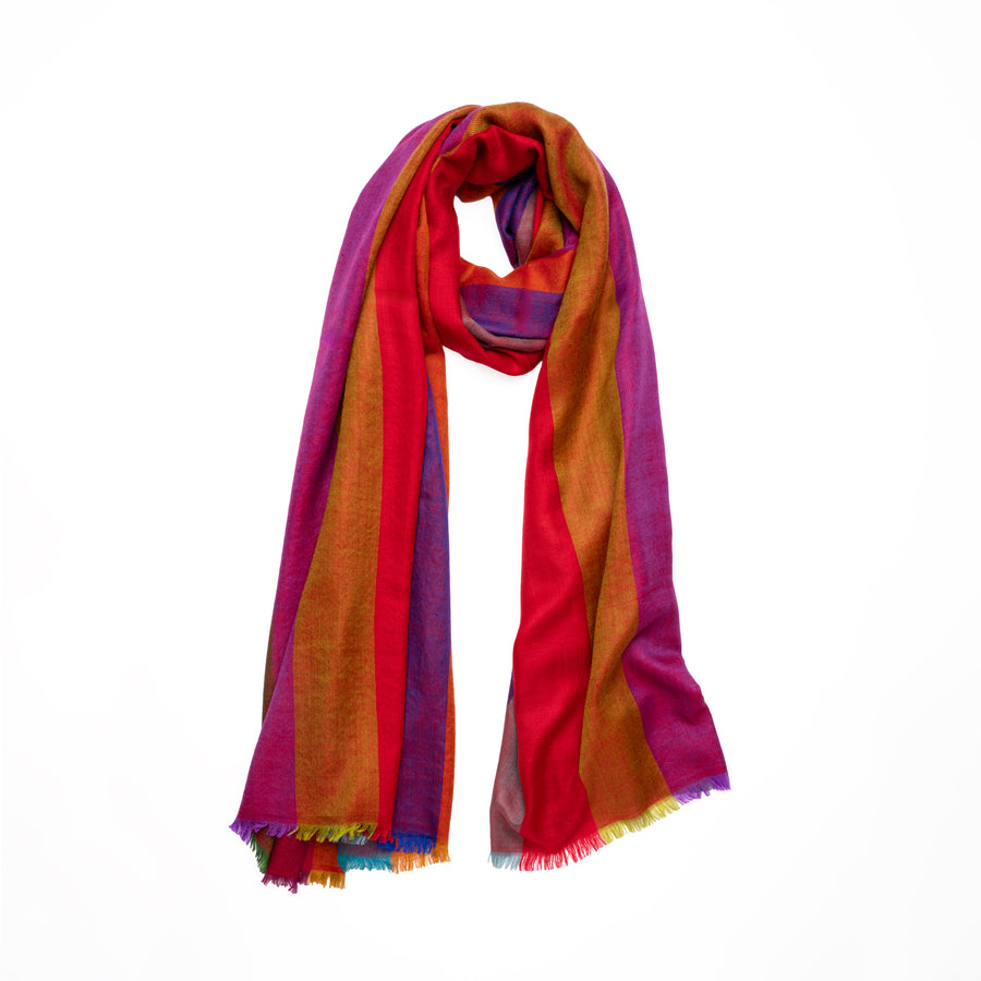 Pashmina Checks Red Peacock