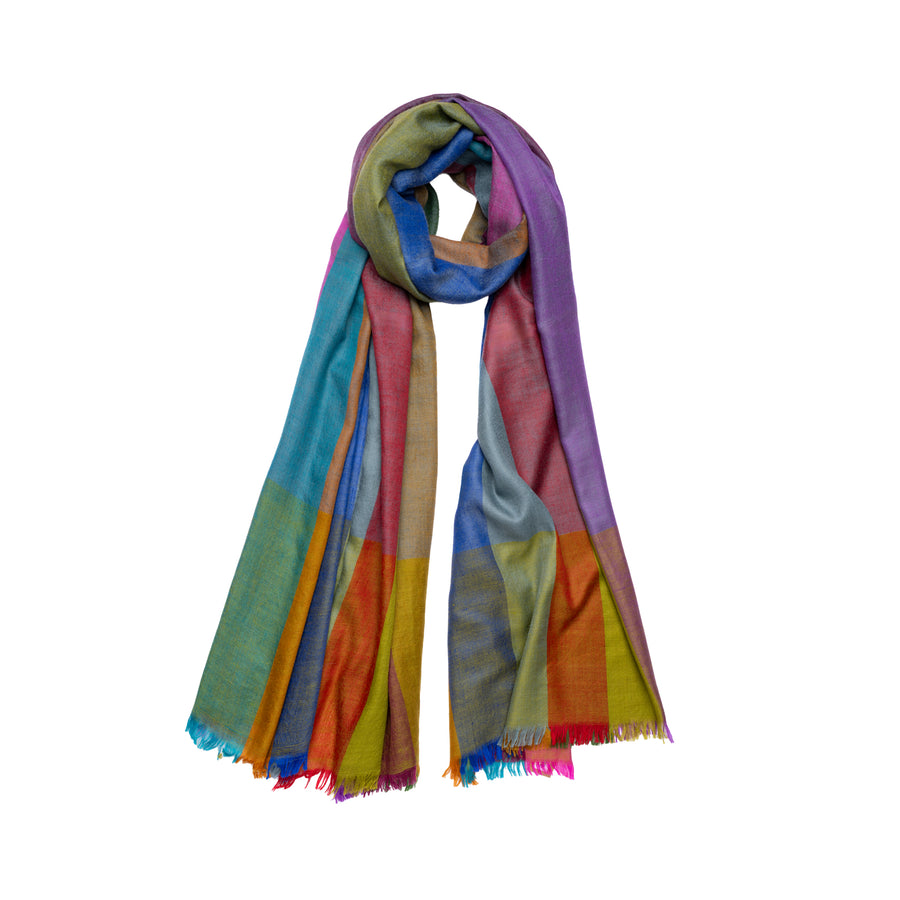 Pashmina Checks Square Peacock