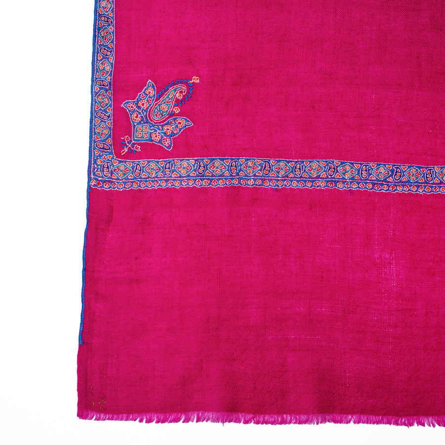 Pashmina Bordada Hashi Buganvilla Blue Border