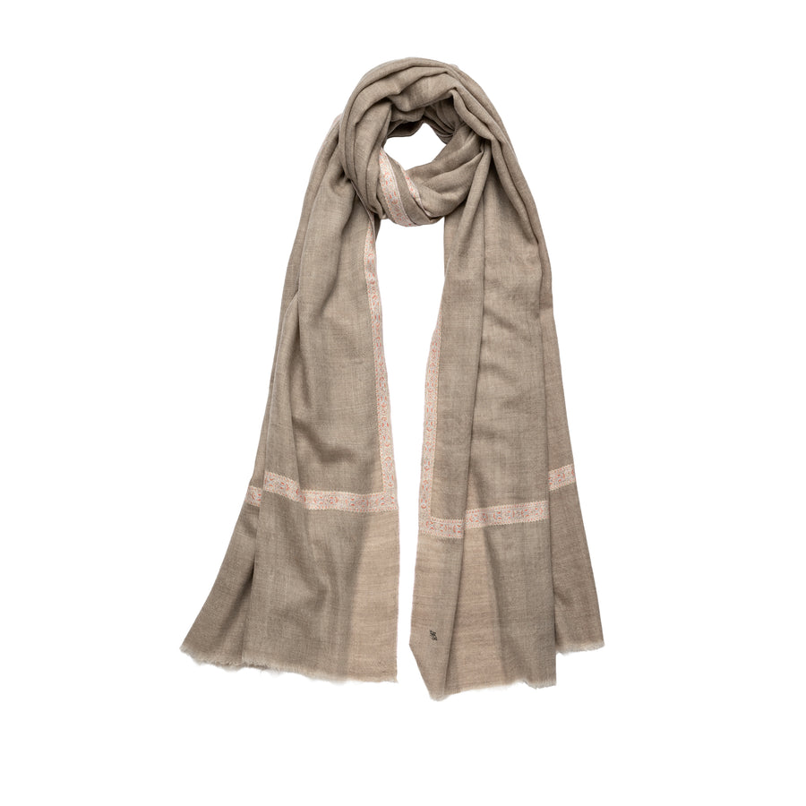 Pashmina Bordada Natural Vainilla Border