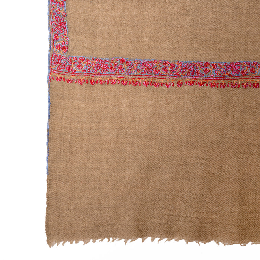 Pashmina Bordada Hashi Natural Pink&Blue border