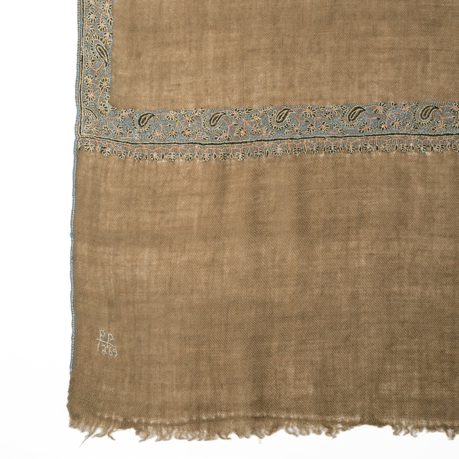 Pashmina Bordada Hashi Natural Blue&Grey border