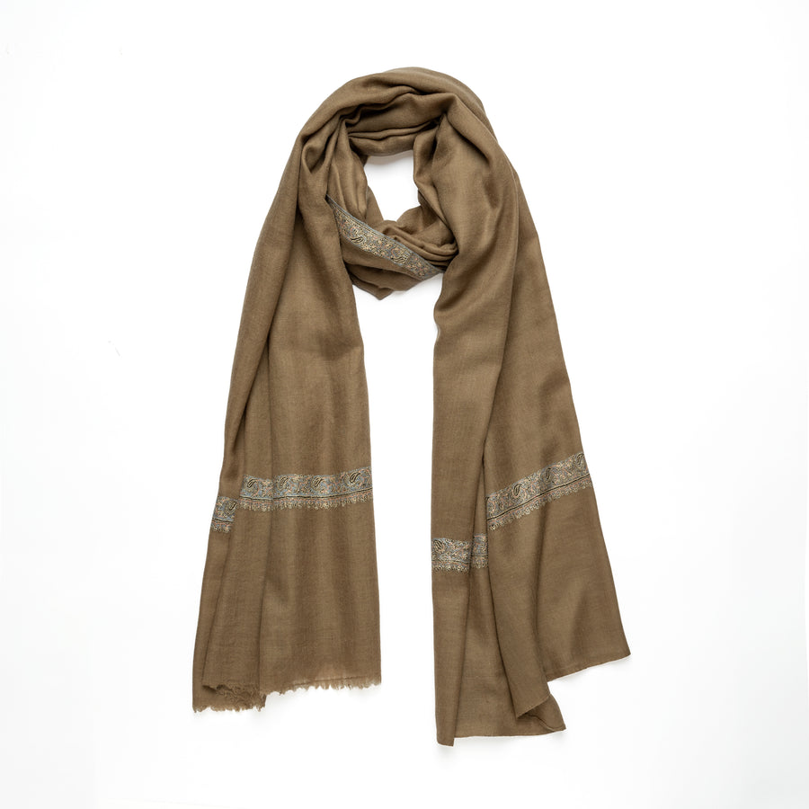Pashmina Bordada Hashi Natural Blue&Grey border