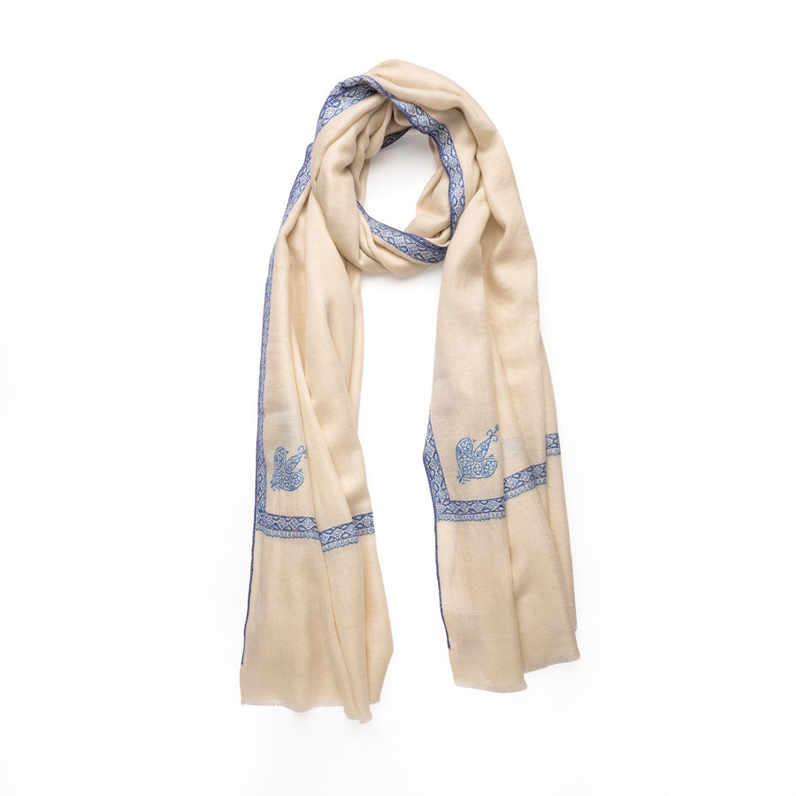 Pashmina Bordada Hashi Tofu Blue Border