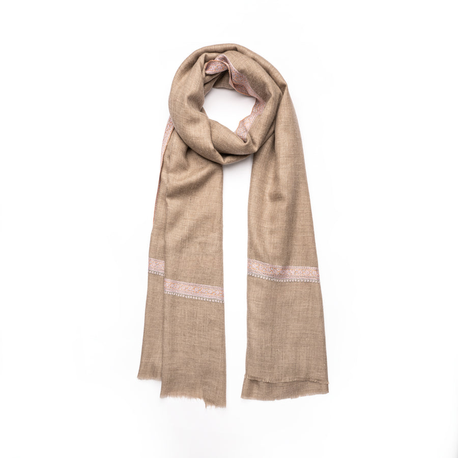 Pashmina Bordada Natural Pale Pink