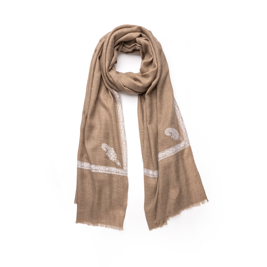 Pashmina Bordada Natural Hashi With Border