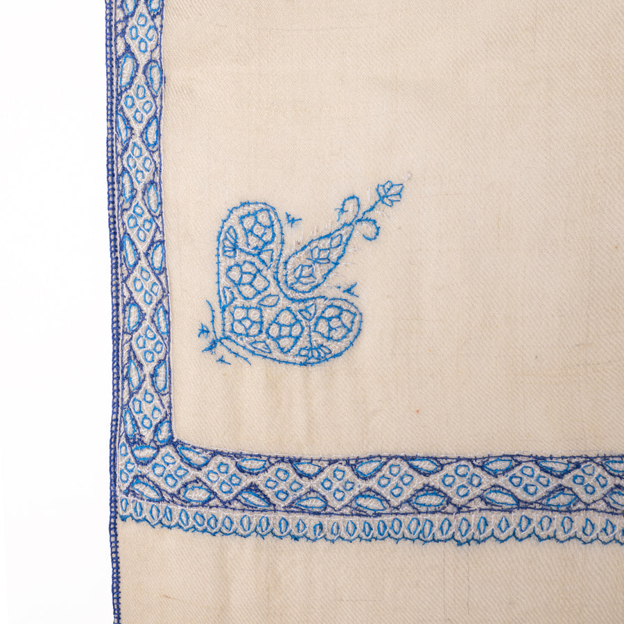 Pashmina Bordada Hashi Tofu Blue Border