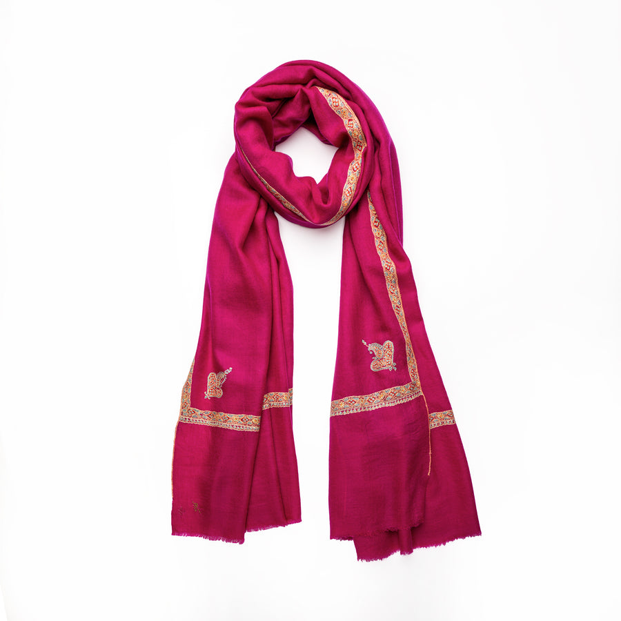 Pashmina Bordada Hashi Bouganville Orange