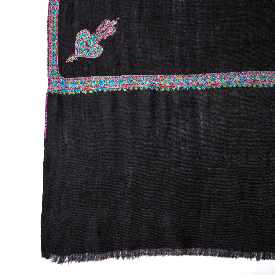 Pashmina Bordada Hashi Black Purple border