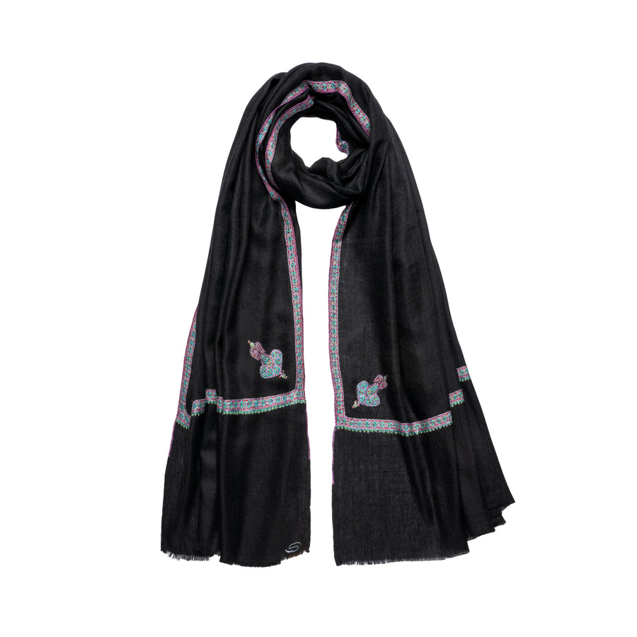 Pashmina Bordada Hashi Black Purple border