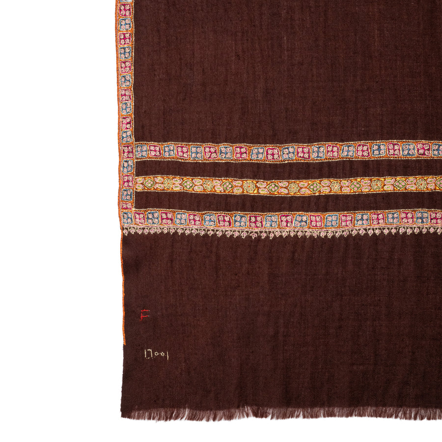 Pashmina Bordada Bitter Chocolate 3 border
