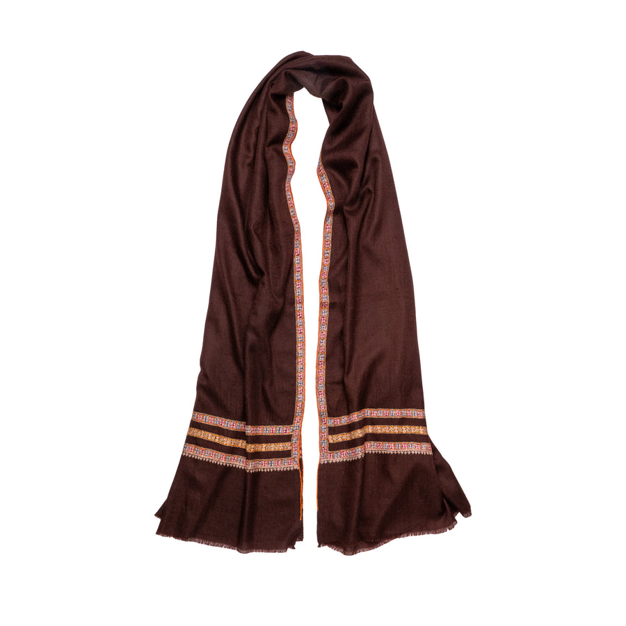 Pashmina Bordada Bitter Chocolate 3 border