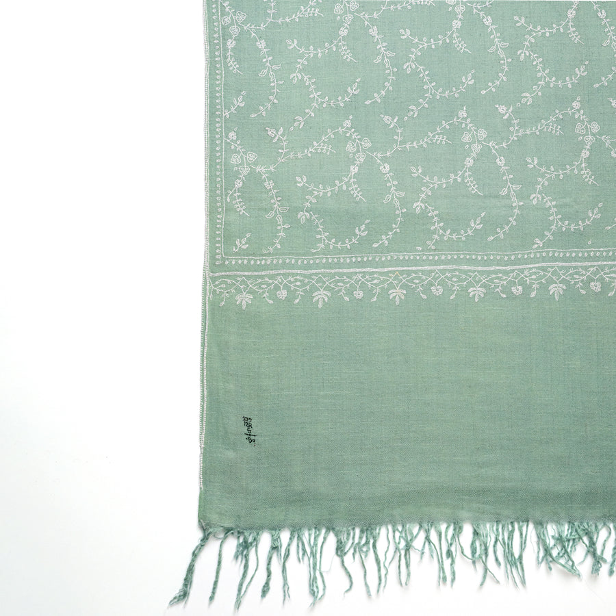 Pashmina Bordada Jaly Celadón y off white