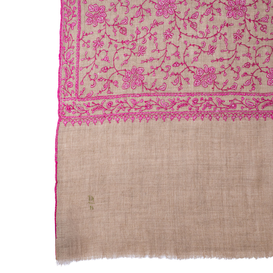 Pashmina Bordada Natural All Over Pink