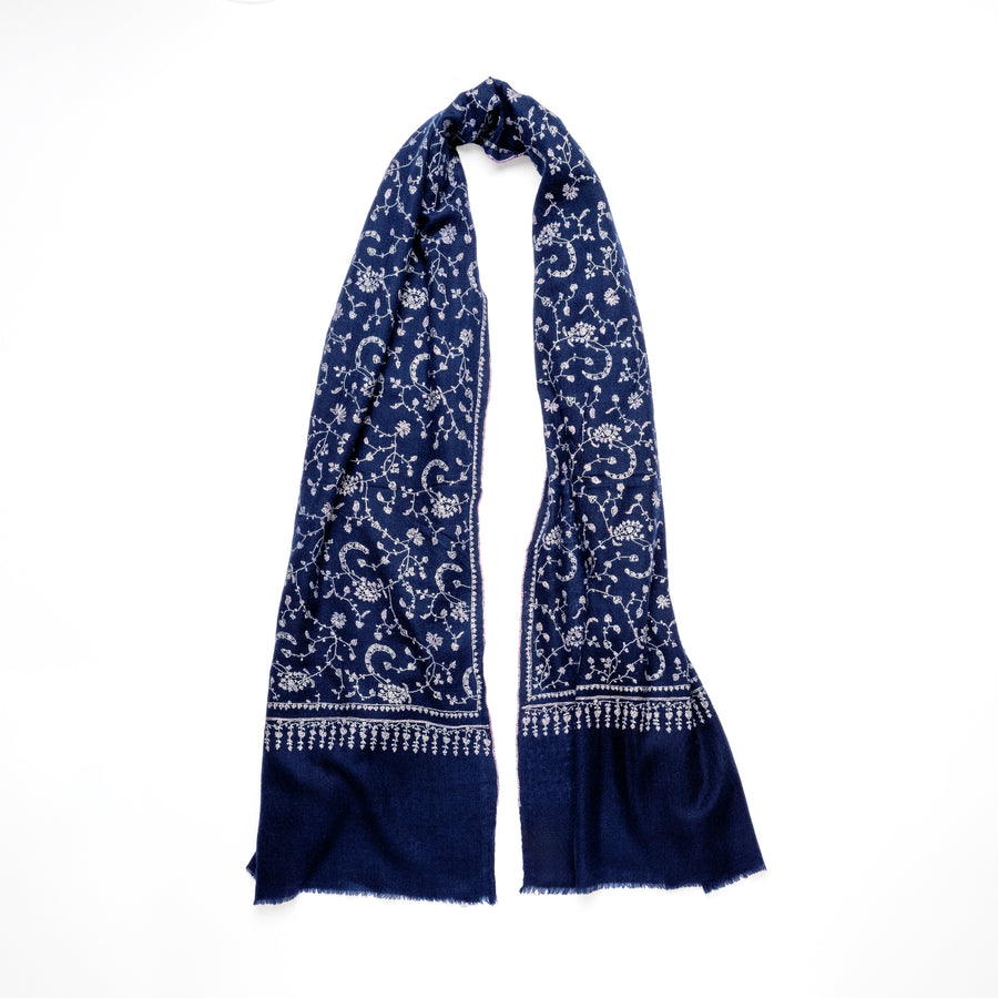 Pashmina Bordada Azul Noche Bordada