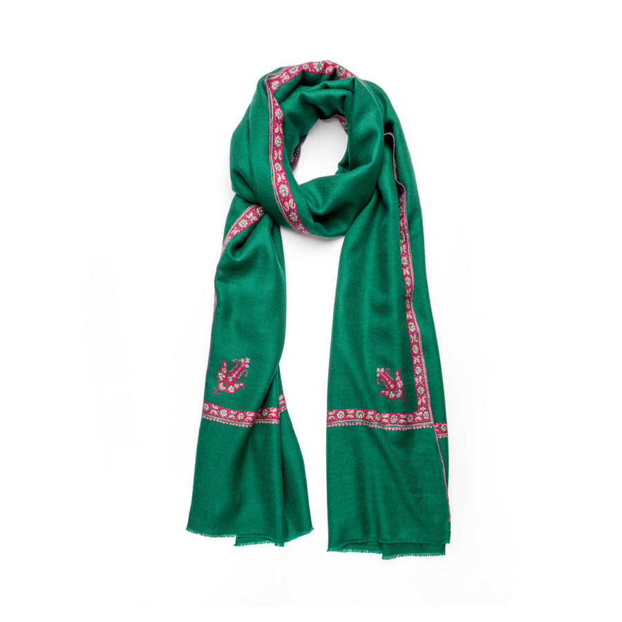 Pashmina Bordada Hashi Ultramarine Green