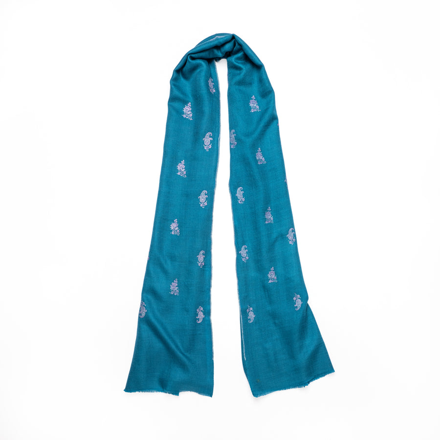 Pashmina Bordada Mikonos Blue Bouti