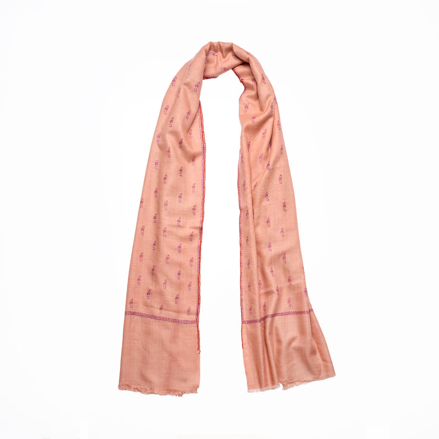 Pashmina Bordada Peach Snow Bouti
