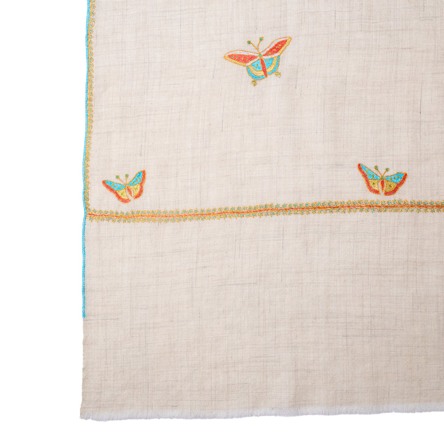 Pashmina Bordada Mariposas Ivory