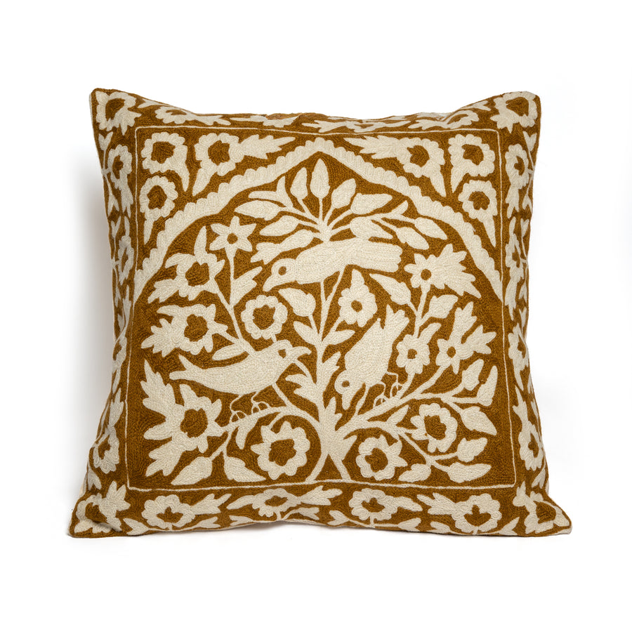 Cojín bordado Window Mostaza