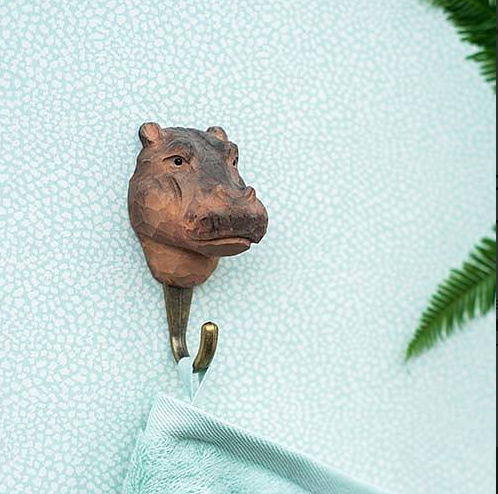 Percha de madera Hipopótamo