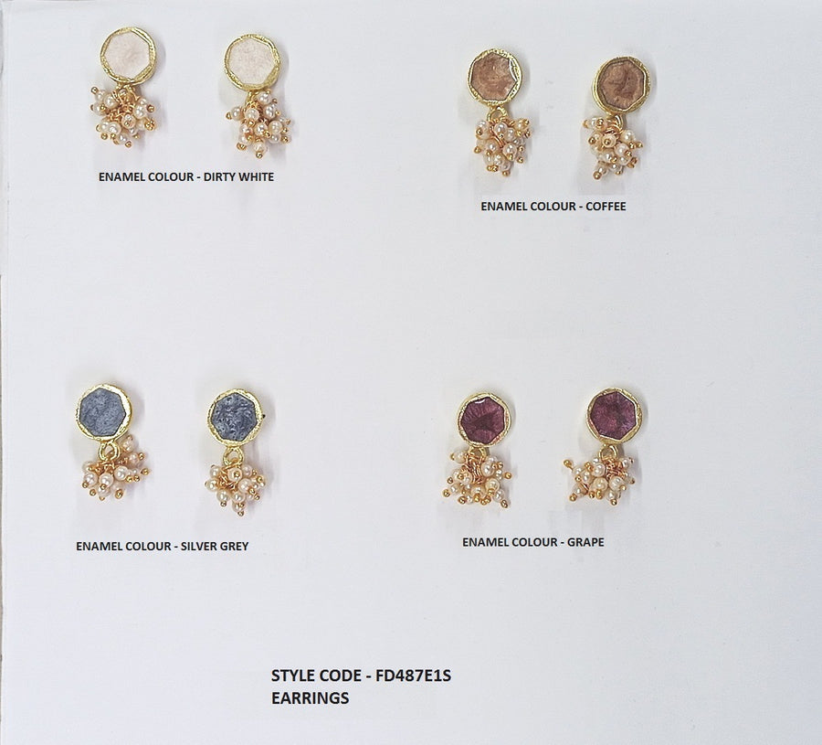Pendientes Bolitas Doradas con perlitas y esmaltes de colores (disponible en 4colores)