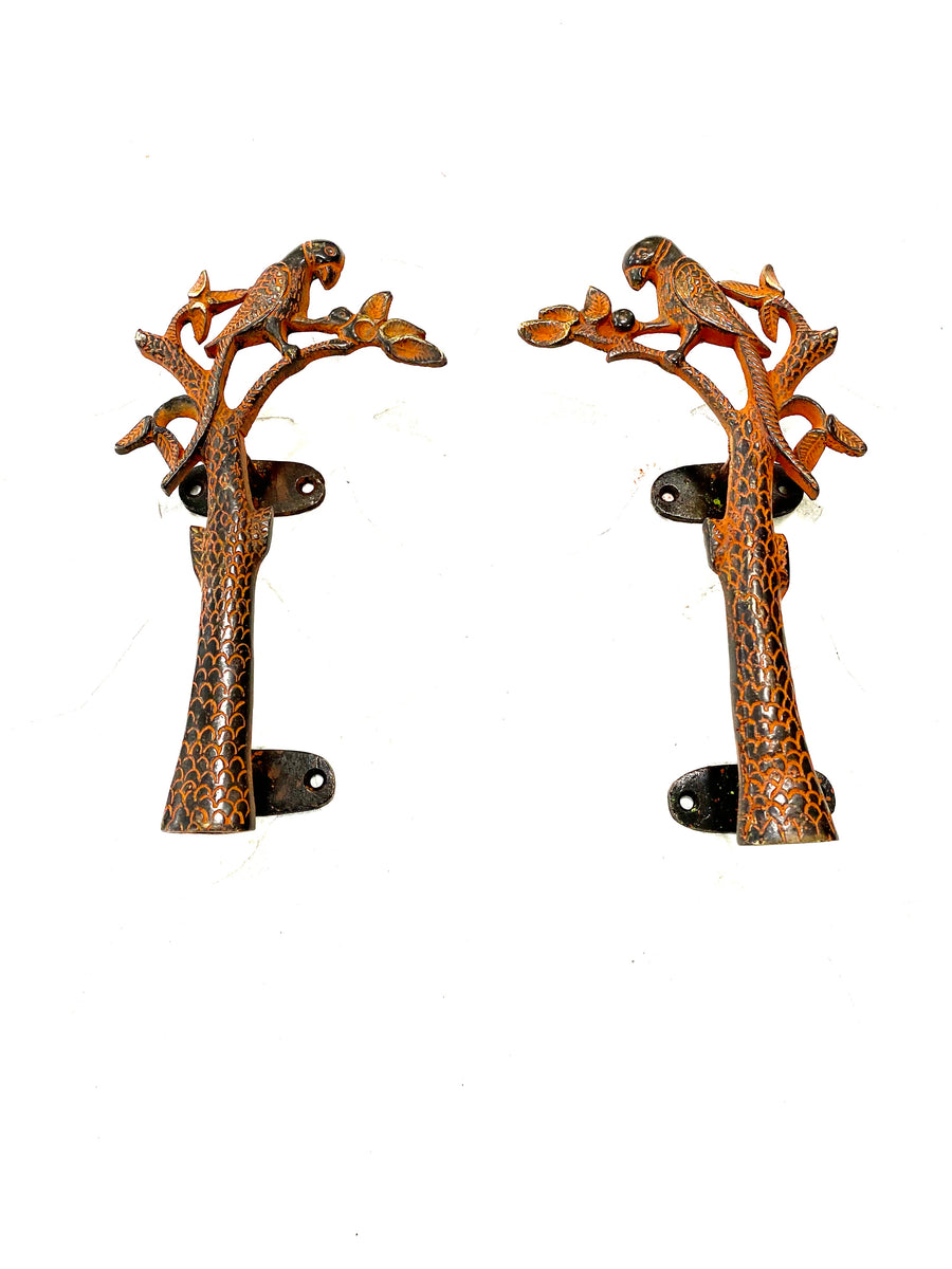 Tiradores metal con figura Tree&Parrot Rosa óxido