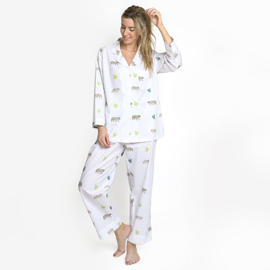 Pijama Bordado con Tigres y plantas