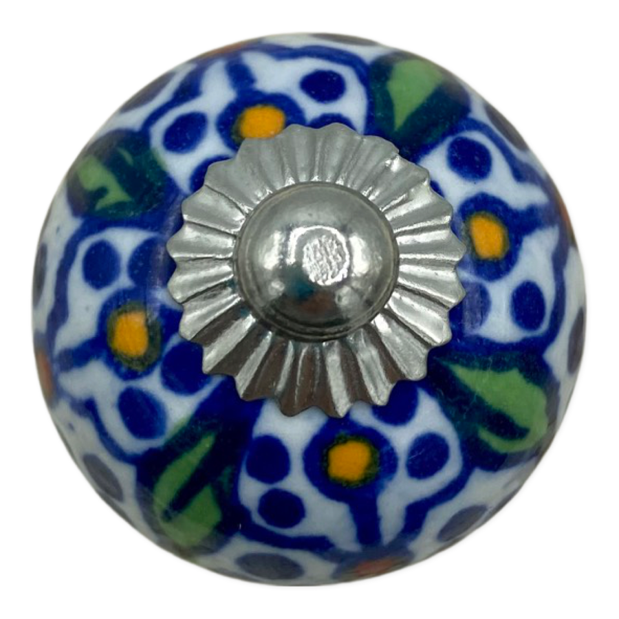 Pomo cerámica pequeño mughal azul