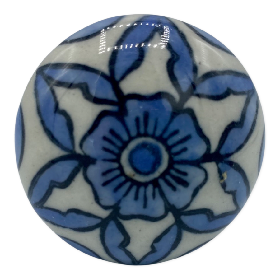 Pomo cerámica azul azulejo