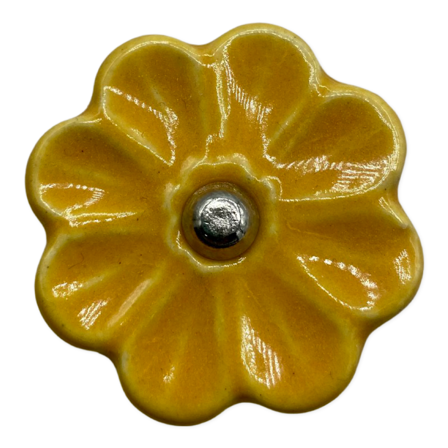 Pomo cerámica flor amarilla